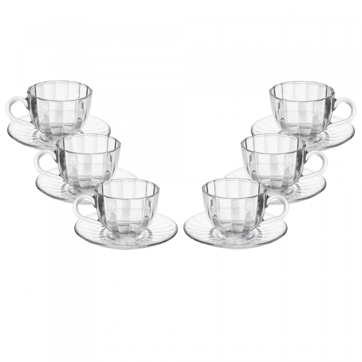 Conjunto 6 Xícaras de Café de Vidro com Pires Pétala 100ml - Wolff
