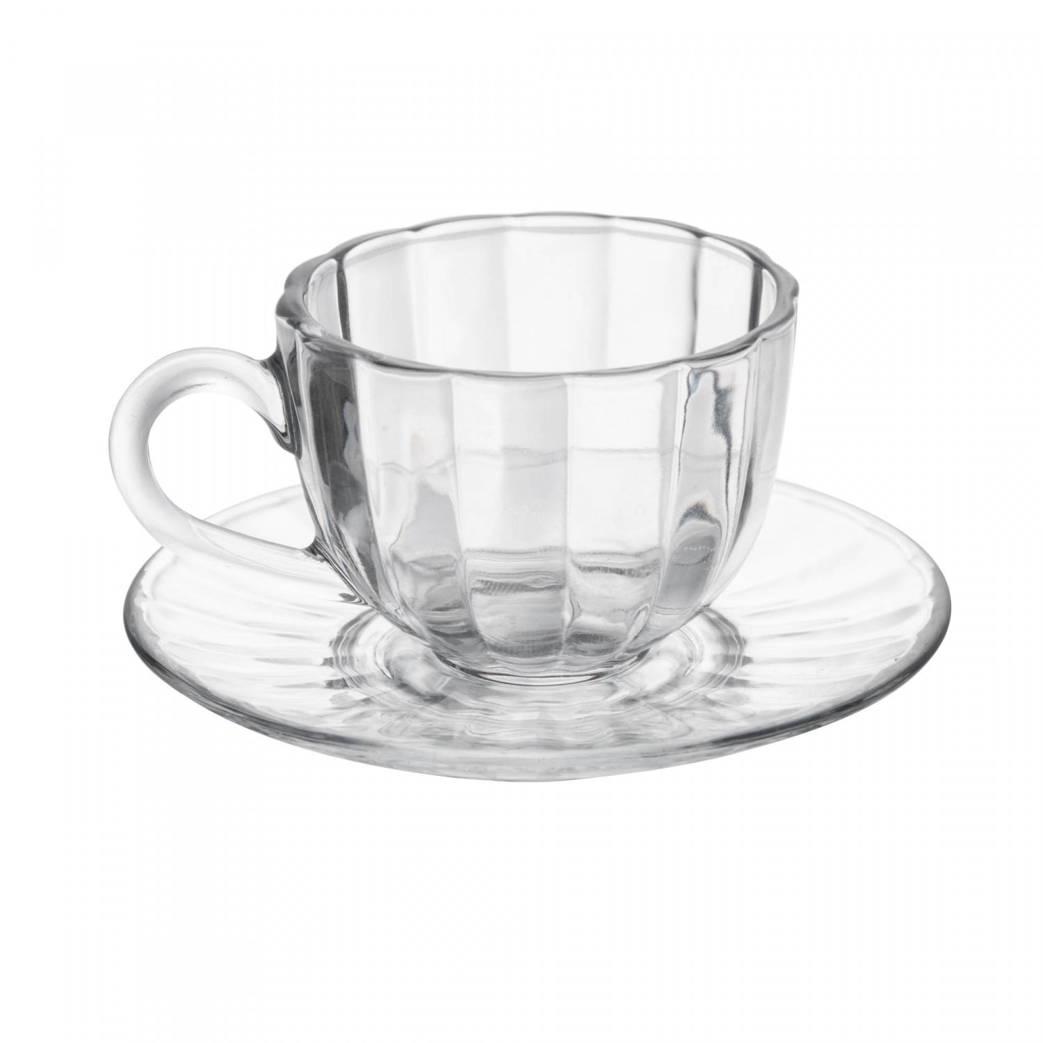 Conjunto 6 Xícaras de Café de Vidro com Pires Pétala 100ml - Wolff