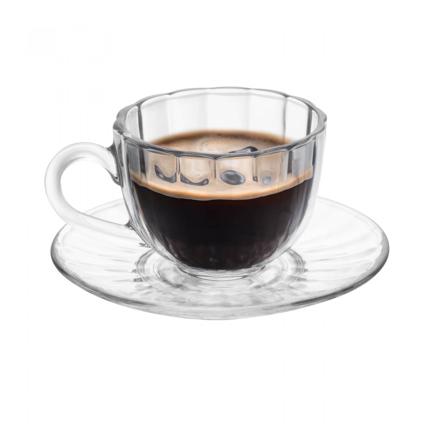 Conjunto 6 Xícaras de Café de Vidro com Pires Pétala 100ml - Wolff