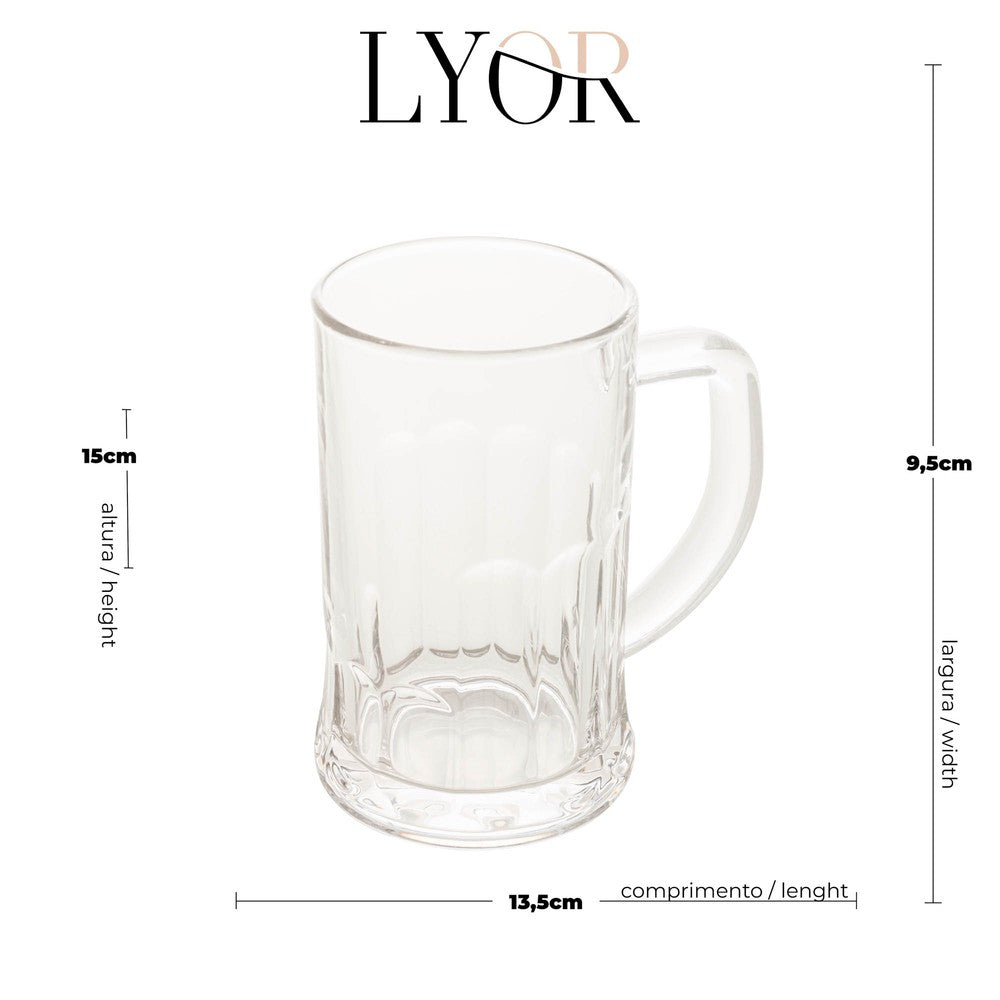 Caneca para Chopp e Cerveja de Vidro Frankfurt 600ml - Lyor