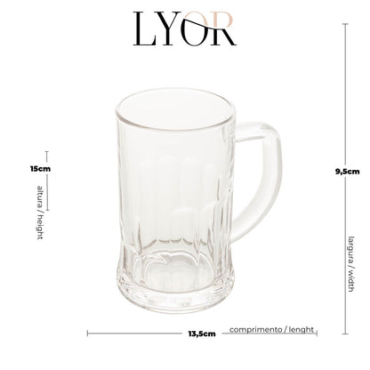 Caneca para Chopp e Cerveja de Vidro Frankfurt 600ml - Lyor